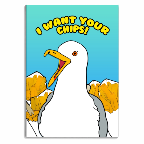 I WANT YOUR CHIPS! - personalised A4, A5, A6 notebook by Bite Your Granny