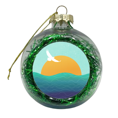 Ibiza Seascape - xmas bauble by Rock and Rose Creative