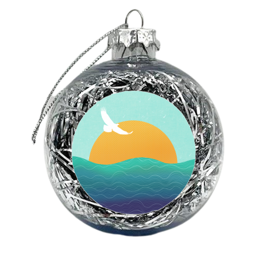 Ibiza Seascape - xmas bauble by Rock and Rose Creative