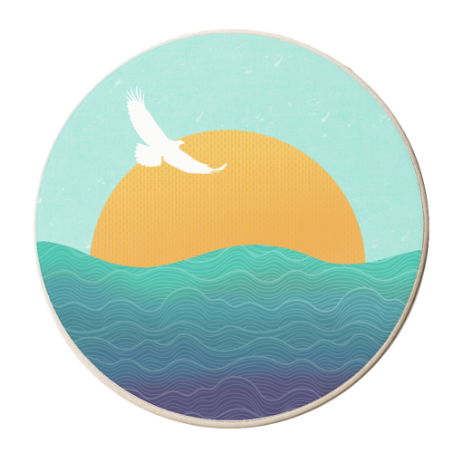 Ibiza Seascape - personalised beer coaster by Rock and Rose Creative