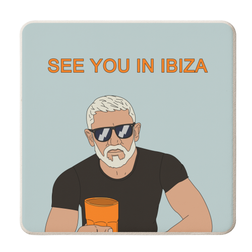 IBIZA (Wayne) - personalised beer coaster by Kitty & Rex Designs