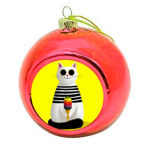Ice cream lover - colourful christmas bauble by DejaReve