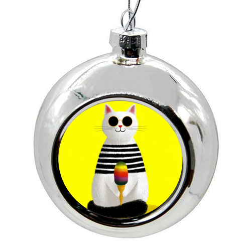 Ice cream lover - colourful christmas bauble by DejaReve