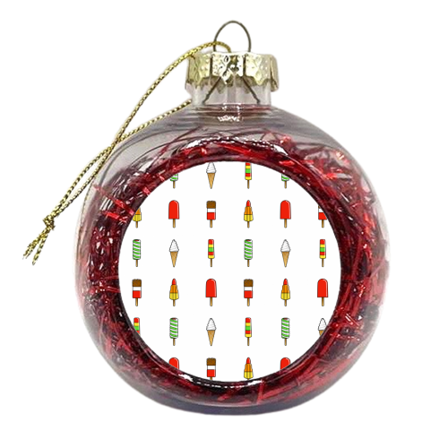 Ice Creams & Lolly Summer Striped Pattern - xmas bauble by Adam Regester