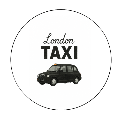 Iconic London Black Taxi! - Circle Sticker by The Yellow Box