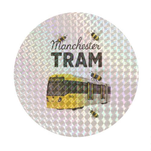 Iconic Manchester Tram! - Circle Sticker by The Yellow Box
