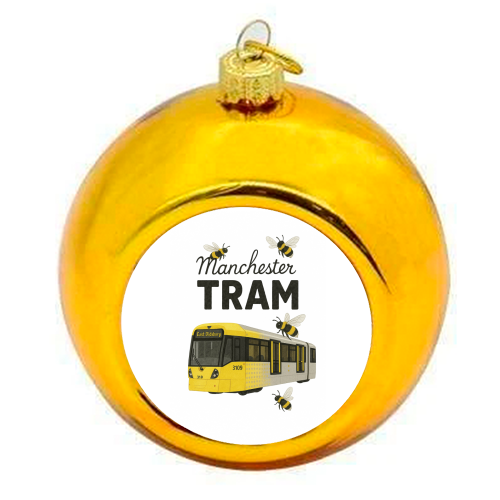 Iconic Manchester Tram! - colourful christmas bauble by The Yellow Box