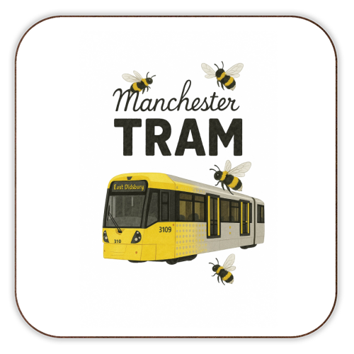 Iconic Manchester Tram! - personalised beer coaster by The Yellow Box