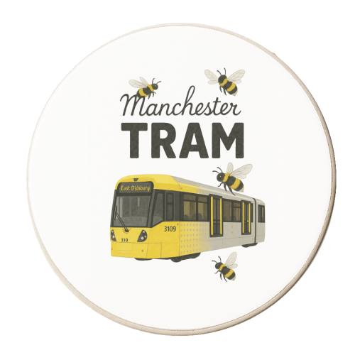 Iconic Manchester Tram! - personalised beer coaster by The Yellow Box