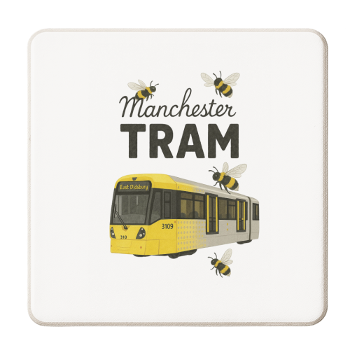 Iconic Manchester Tram! - personalised beer coaster by The Yellow Box