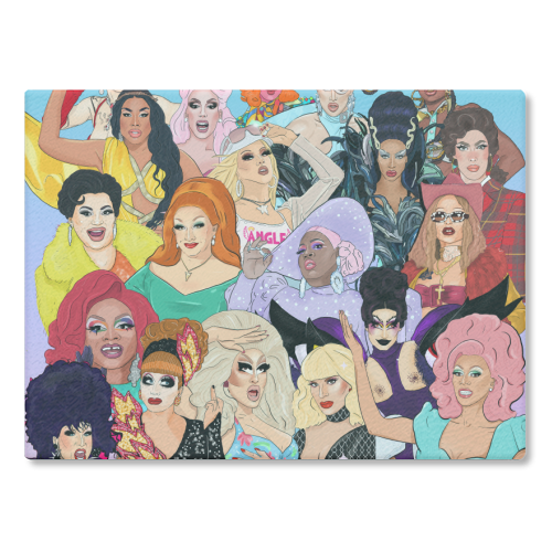 Icons Only - Ru Paul's Drag Race - glass chopping board by The Queer Store