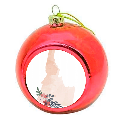 Idaho Floral Watercolor State - colourful christmas bauble by Toni Scott