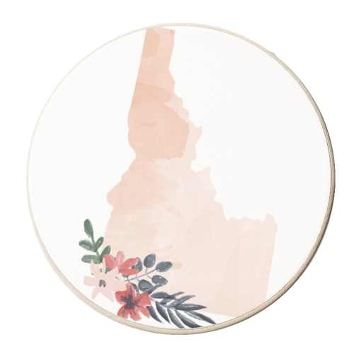 Idaho Floral Watercolor State - personalised beer coaster by Toni Scott