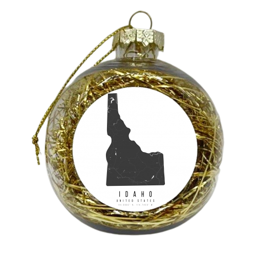 Idaho Mono Black and White Modern Minimal Street Map - xmas bauble by Toni Scott