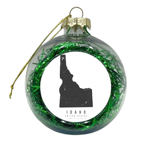 Idaho Mono Black and White Modern Minimal Street Map - xmas bauble by Toni Scott