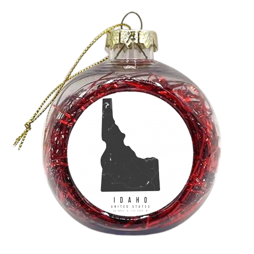 Idaho Mono Black and White Modern Minimal Street Map - xmas bauble by Toni Scott