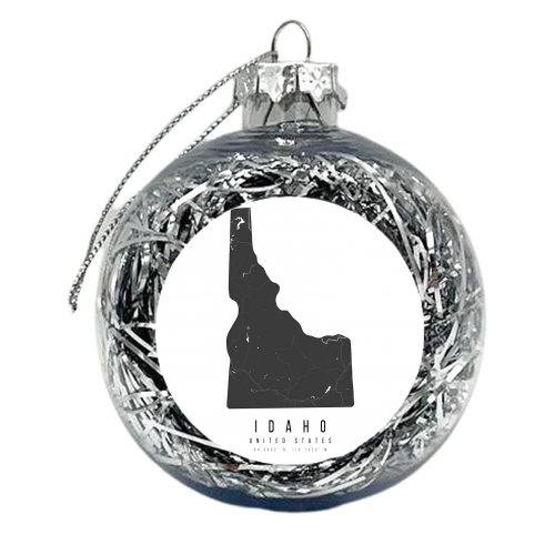 Idaho Mono Black and White Modern Minimal Street Map - xmas bauble by Toni Scott