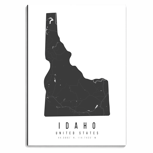 Idaho Mono Black and White Modern Minimal Street Map - personalised A4, A5, A6 notebook by Toni Scott