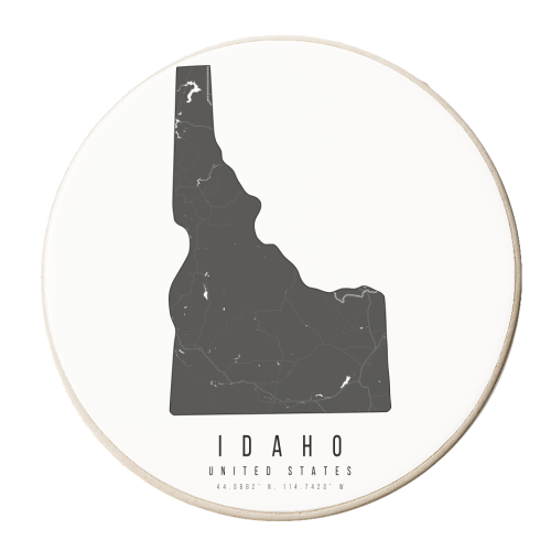 Idaho Mono Black and White Modern Minimal Street Map - personalised beer coaster by Toni Scott
