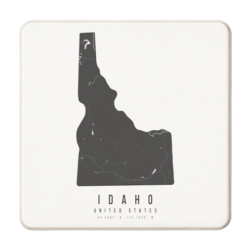 Idaho Mono Black and White Modern Minimal Street Map - personalised beer coaster by Toni Scott