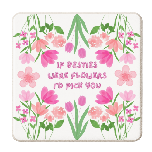 If Besties were flowers - personalised beer coaster by Lilly Rose