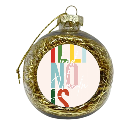 Illinois "Land of Lincoln" Color State - xmas bauble by Toni Scott