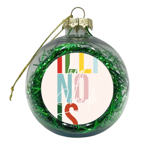 Illinois "Land of Lincoln" Color State - xmas bauble by Toni Scott