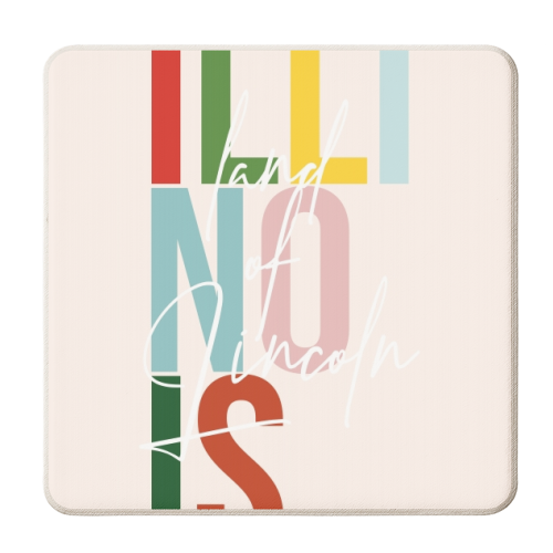 Illinois "Land of Lincoln" Color State - personalised beer coaster by Toni Scott