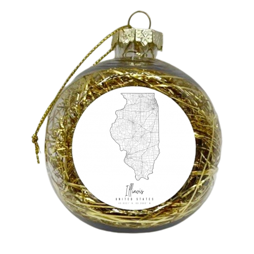 Illinois Minimal Street Map - xmas bauble by Toni Scott