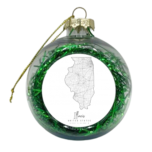 Illinois Minimal Street Map - xmas bauble by Toni Scott