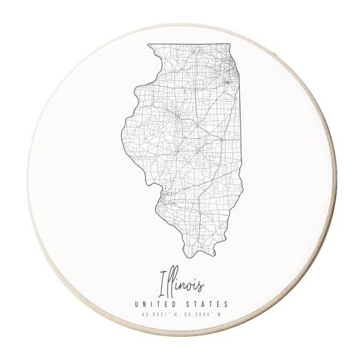 Illinois Minimal Street Map - personalised beer coaster by Toni Scott