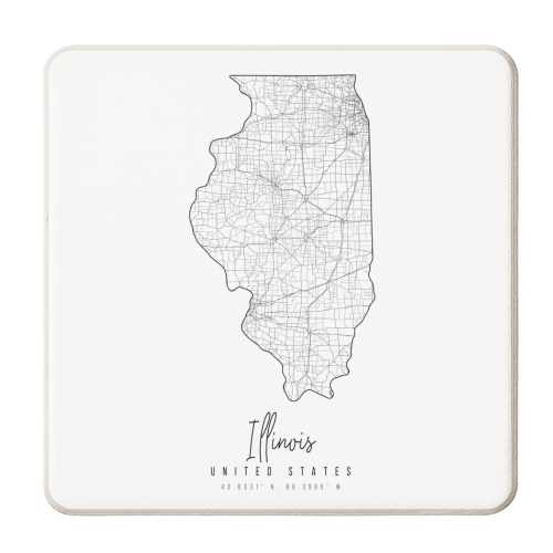 Illinois Minimal Street Map - personalised beer coaster by Toni Scott