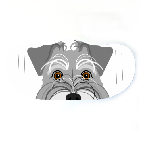 Illustrative Schnauzer Dog Portrait - face cover mask by Adam Regester