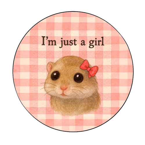 I'm Just a Girl - Circle Sticker by Ms Doodle