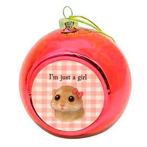 I'm Just a Girl - colourful christmas bauble by Ms Doodle