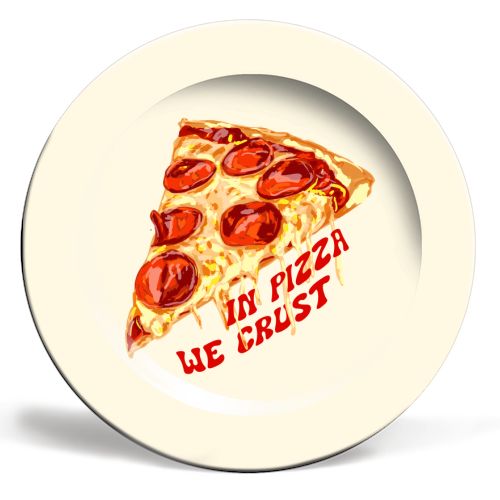 In Pizza We Crust - Pepperoni Slice - ceramic dinner plate by EZbie