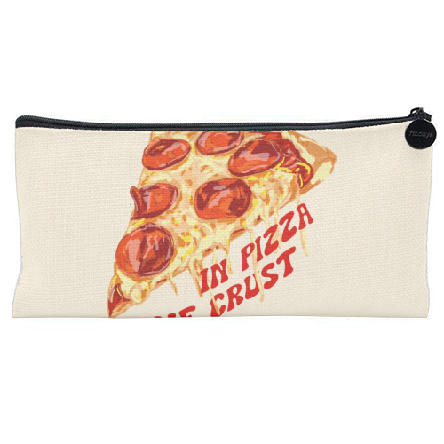 In Pizza We Crust - Pepperoni Slice - flat pencil case by EZbie