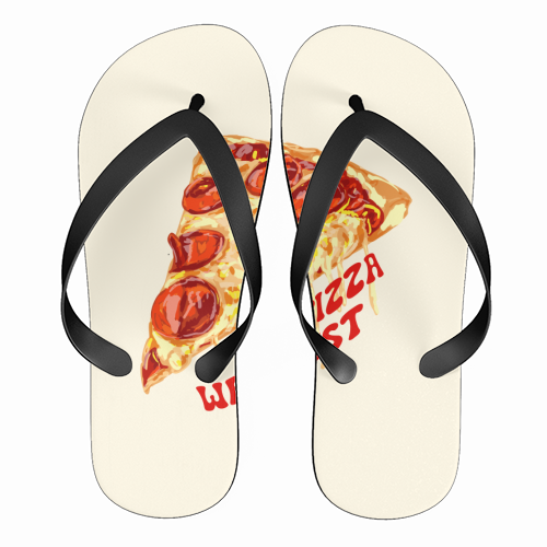 In Pizza We Crust - Pepperoni Slice - funny flip flops by EZbie