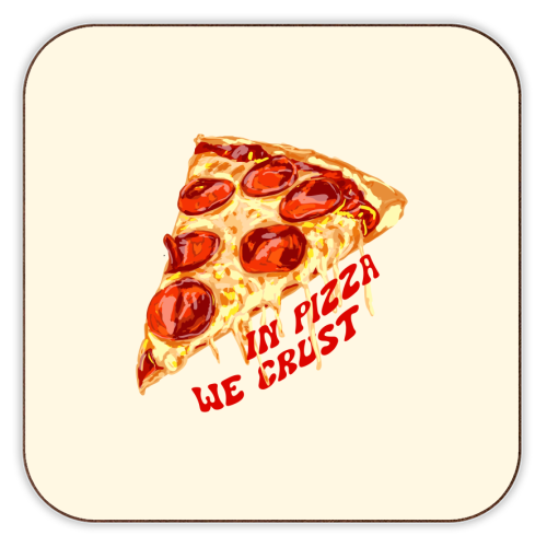 In Pizza We Crust - Pepperoni Slice - personalised beer coaster by EZbie