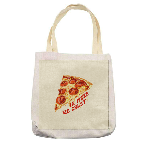 In Pizza We Crust - Pepperoni Slice - printed canvas tote bag by EZbie