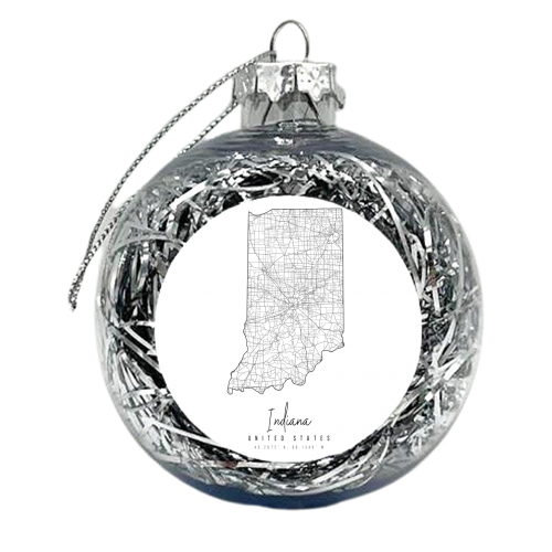 Indiana Minimal Street Map - xmas bauble by Toni Scott