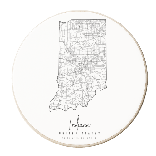 Indiana Minimal Street Map - personalised beer coaster by Toni Scott