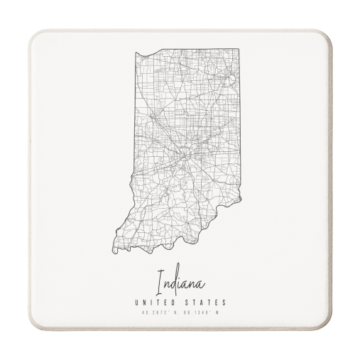 Indiana Minimal Street Map - personalised beer coaster by Toni Scott