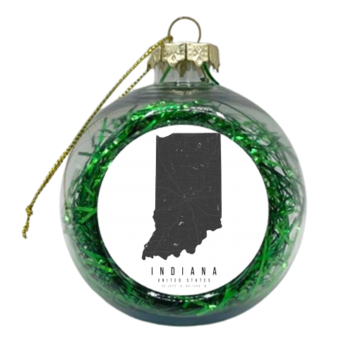 Indiana Mono Black and White Modern Minimal Street Map - xmas bauble by Toni Scott