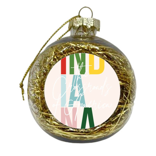 Indiana "The Crossroads of America" Color State - xmas bauble by Toni Scott