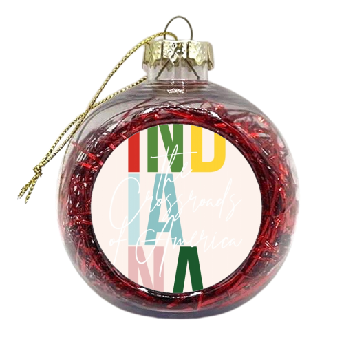 Indiana "The Crossroads of America" Color State - xmas bauble by Toni Scott