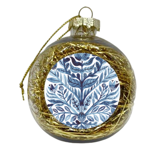 Indigo Floral Watercolour - xmas bauble by Samantha Dolan