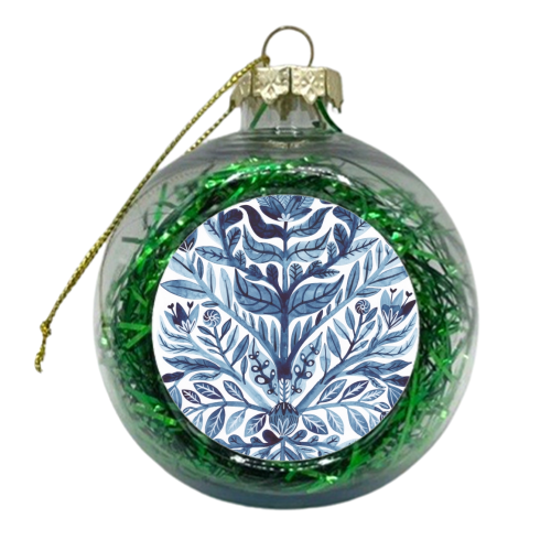 Indigo Floral Watercolour - xmas bauble by Samantha Dolan