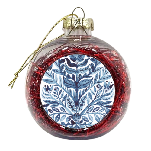 Indigo Floral Watercolour - xmas bauble by Samantha Dolan
