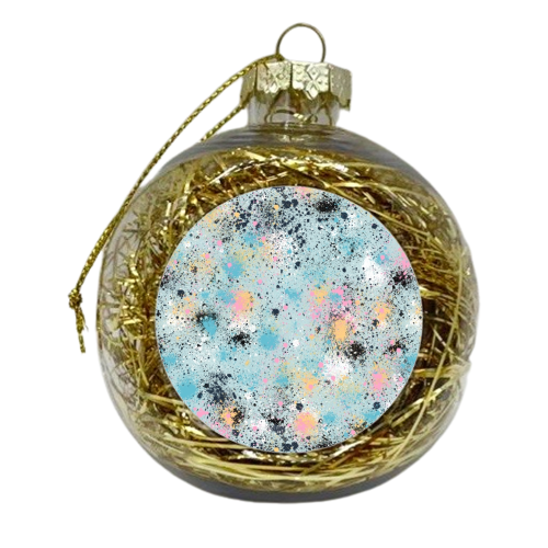 Ink Splatter Blue Pink - xmas bauble by Ninola Design